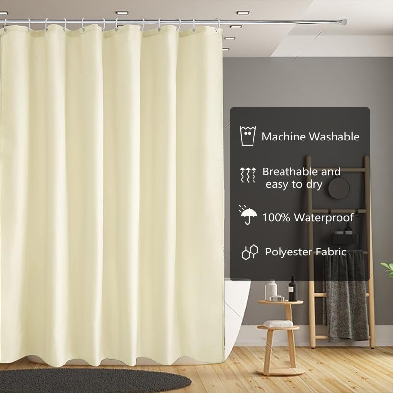 Fabric Shower Curtain Liner, Waterproof Hotel Quality, Bathroom Curtains Rust Resistant Grommets, 72 x 72 Machine Washable (Black) - Colors A
