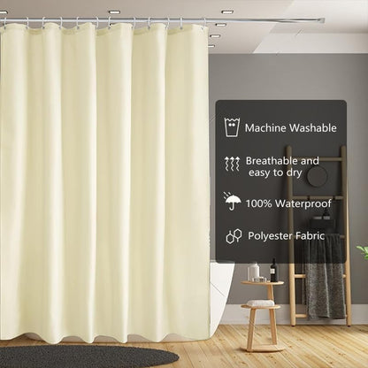 Fabric Shower Curtain Liner, Waterproof Hotel Quality, Bathroom Curtains Rust Resistant Grommets, 72 x 72 Machine Washable (Black) - Colors A