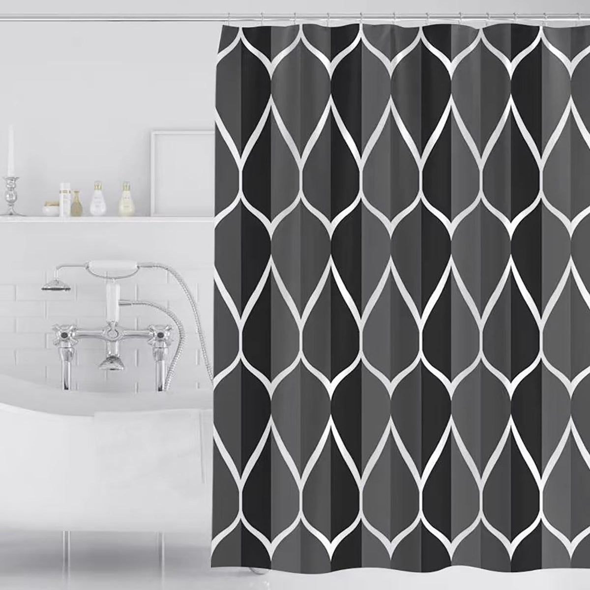 Fabric Shower Curtain Liner, Waterproof Hotel Quality, Bathroom Curtains Rust Resistant Grommets, 72 x 72 Machine Washable (Black) - Colors A