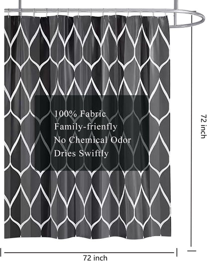 Fabric Shower Curtain Liner, Waterproof Hotel Quality, Bathroom Curtains Rust Resistant Grommets, 72 x 72 Machine Washable (Black) - Colors A