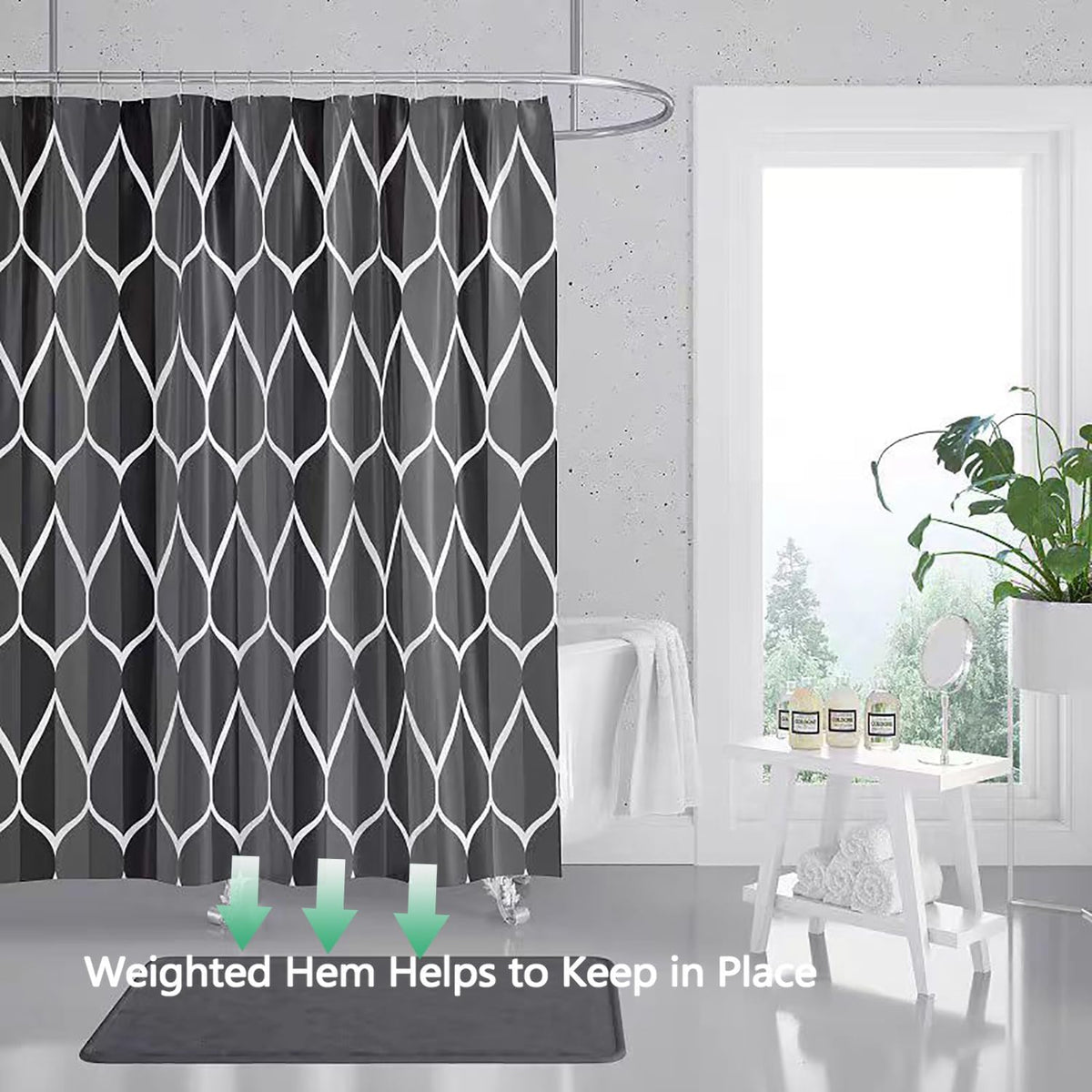 Fabric Shower Curtain Liner, Waterproof Hotel Quality, Bathroom Curtains Rust Resistant Grommets, 72 x 72 Machine Washable (Black) - Colors A