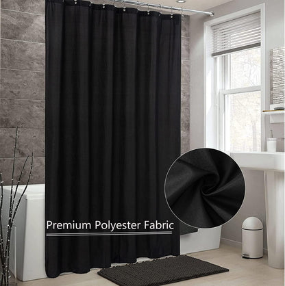 Fabric Shower Curtain Liner, Waterproof Hotel Quality, Bathroom Curtains Rust Resistant Grommets, 72 x 72 Machine Washable (Black) - Colors A