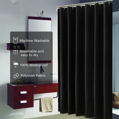 Fabric Shower Curtain Liner, Waterproof Hotel Quality, Bathroom Curtains Rust Resistant Grommets, 72 x 72 Machine Washable (Black) - Colors A