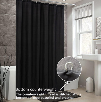 Fabric Shower Curtain Liner, Waterproof Hotel Quality, Bathroom Curtains Rust Resistant Grommets, 72 x 72 Machine Washable (Black) - Colors A