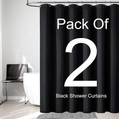 Fabric Shower Curtain Liner, Waterproof Hotel Quality, Bathroom Curtains Rust Resistant Grommets, 72 x 72 Machine Washable (Black) - Colors A