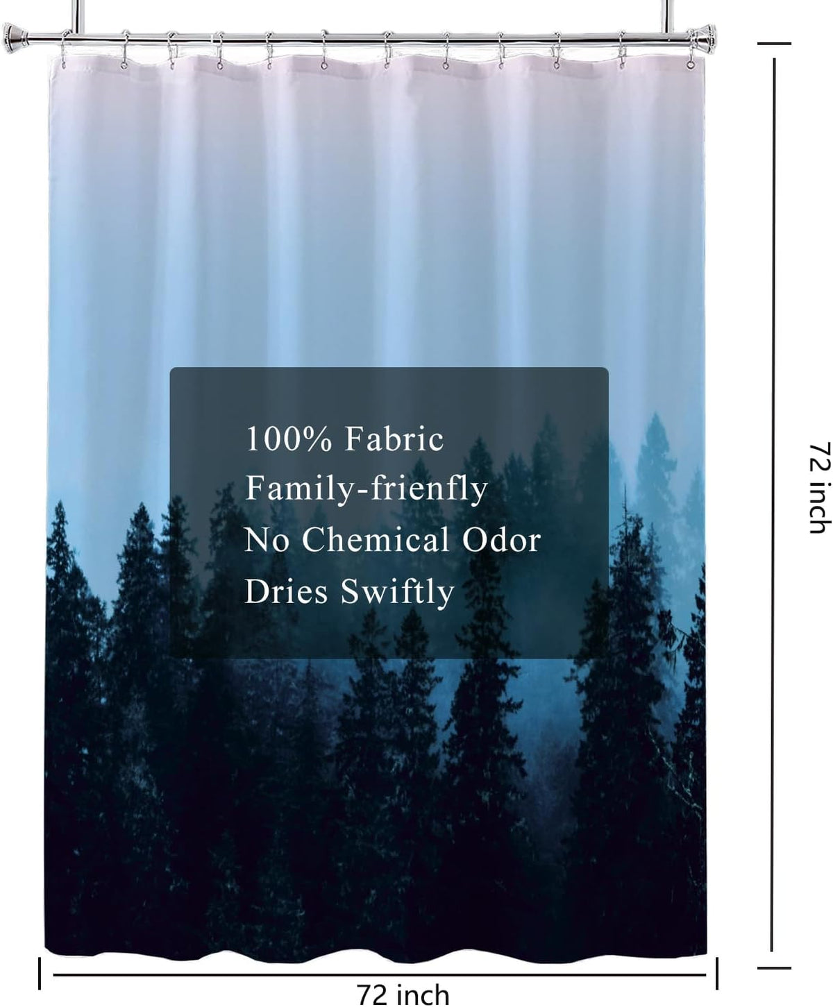 Fabric Shower Curtain Liner, Waterproof Hotel Quality, Bathroom Curtains Rust Resistant Grommets, 72 x 72 Machine Washable (Black) - Colors A