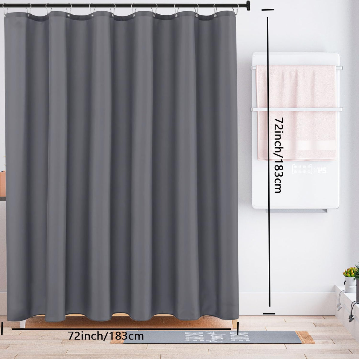 Fabric Shower Curtain Liner, Waterproof Hotel Quality, Bathroom Curtains Rust Resistant Grommets, 72 x 72 Machine Washable (Black) - Colors A