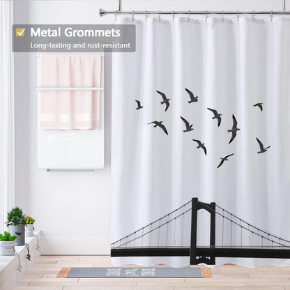 Fabric Shower Curtain Liner, Waterproof Hotel Quality, Bathroom Curtains Rust Resistant Grommets, 72 x 72 Machine Washable (Black) - Colors A