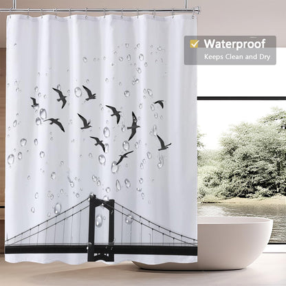 Fabric Shower Curtain Liner, Waterproof Hotel Quality, Bathroom Curtains Rust Resistant Grommets, 72 x 72 Machine Washable (Black) - Colors A