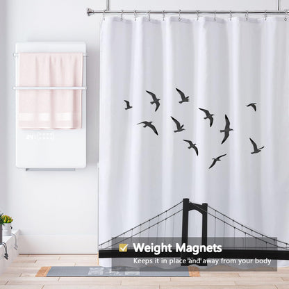 Fabric Shower Curtain Liner, Waterproof Hotel Quality, Bathroom Curtains Rust Resistant Grommets, 72 x 72 Machine Washable (Black) - Colors A