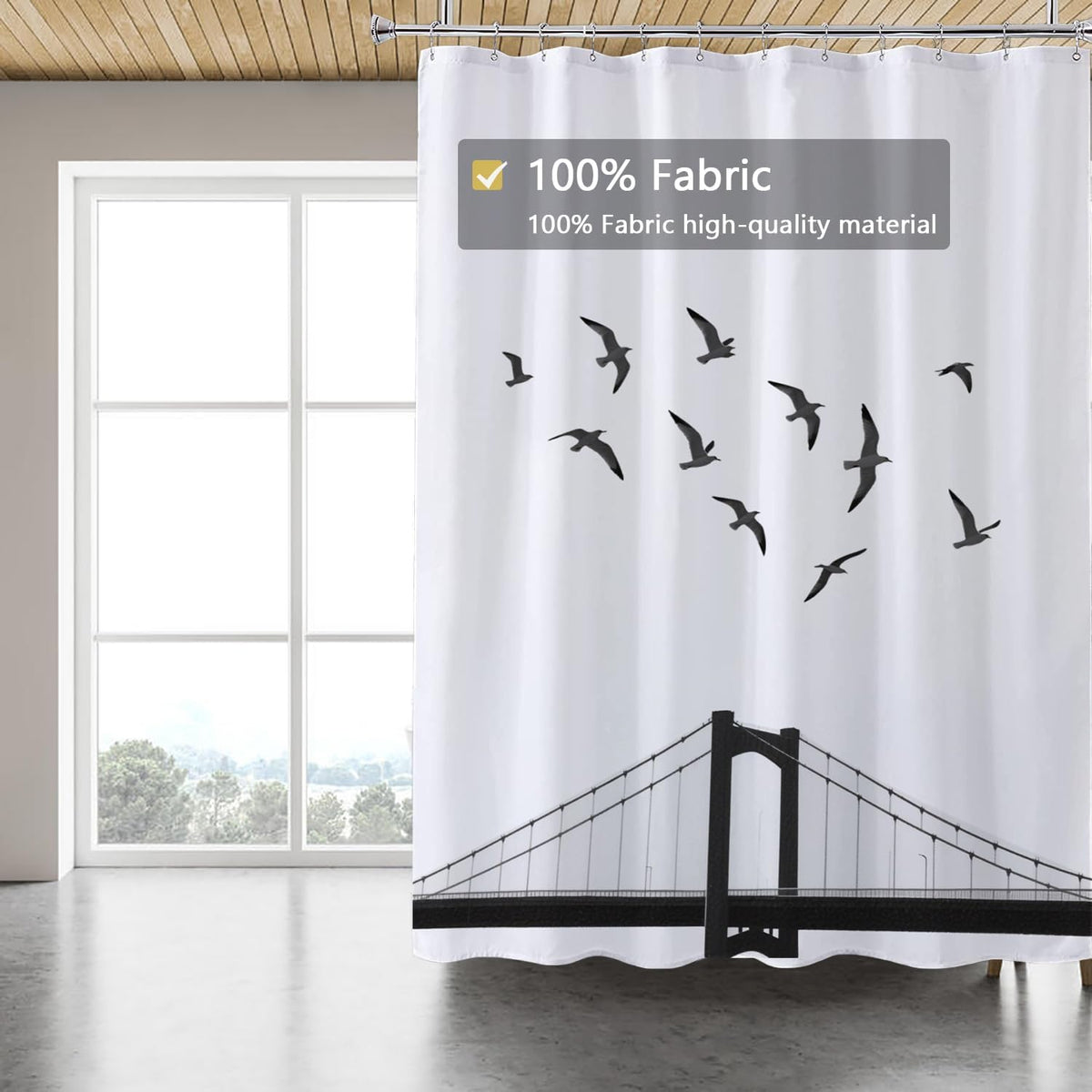 Fabric Shower Curtain Liner, Waterproof Hotel Quality, Bathroom Curtains Rust Resistant Grommets, 72 x 72 Machine Washable (Black) - Colors A