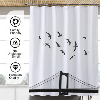 Fabric Shower Curtain Liner, Waterproof Hotel Quality, Bathroom Curtains Rust Resistant Grommets, 72 x 72 Machine Washable (Black) - Colors A
