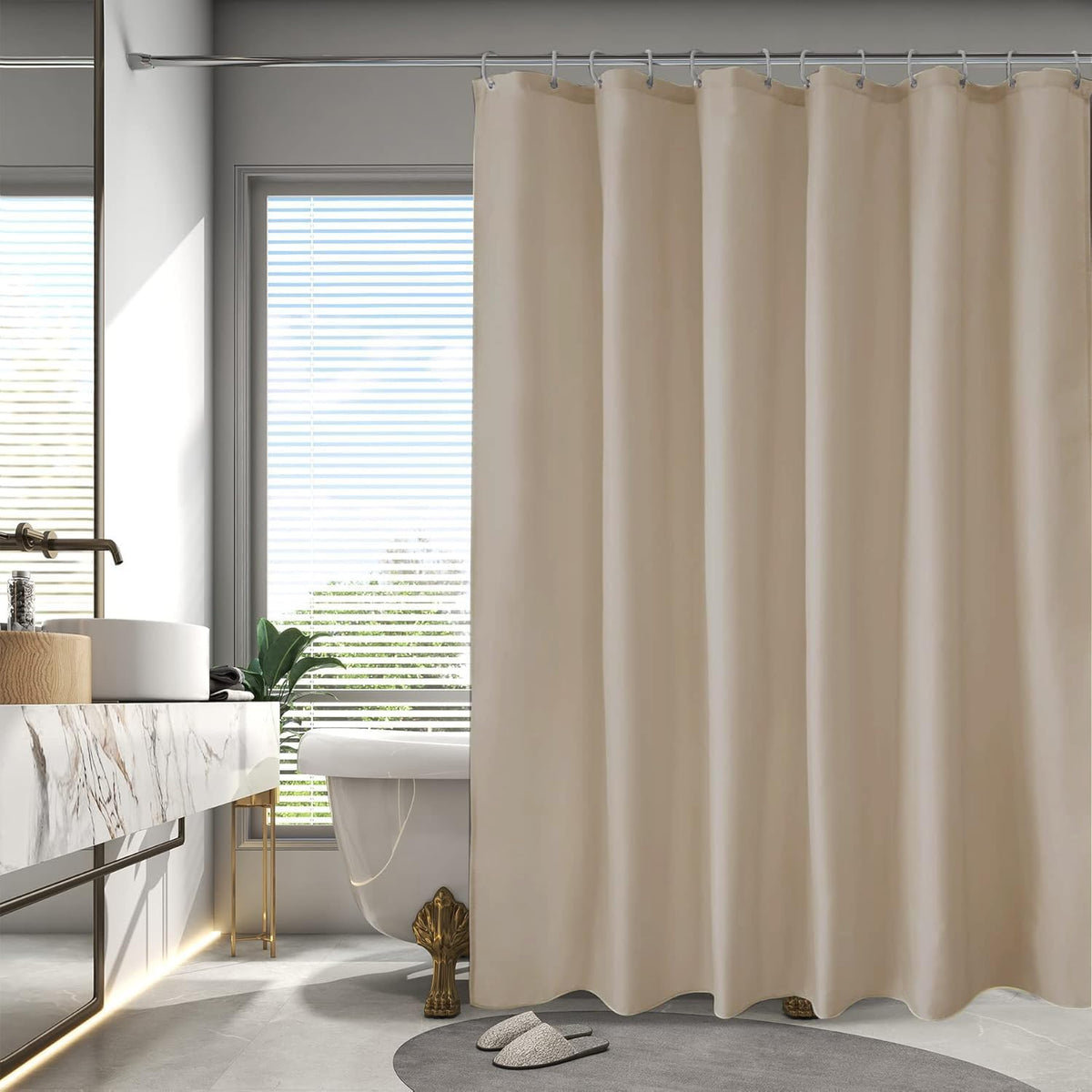 Fabric Shower Curtain Liner, Waterproof Hotel Quality, Bathroom Curtains Rust Resistant Grommets, 72 x 72 Machine Washable (Black) - Colors A