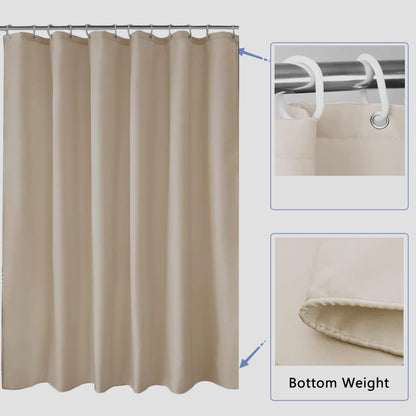 Fabric Shower Curtain Liner, Waterproof Hotel Quality, Bathroom Curtains Rust Resistant Grommets, 72 x 72 Machine Washable (Black) - Colors A