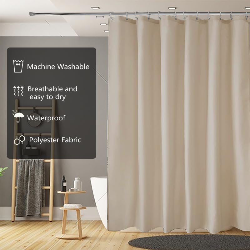 Fabric Shower Curtain Liner, Waterproof Hotel Quality, Bathroom Curtains Rust Resistant Grommets, 72 x 72 Machine Washable (Black) - Colors A