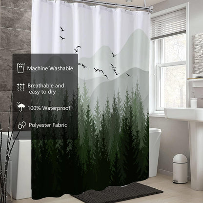 Fabric Shower Curtain Liner, Waterproof Hotel Quality, Bathroom Curtains Rust Resistant Grommets, 72 x 72 Machine Washable (Black) - Colors A