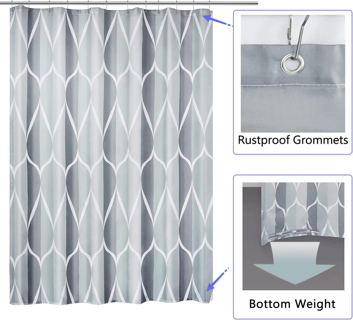 Fabric Shower Curtain Liner, Waterproof Hotel Quality, Bathroom Curtains Rust Resistant Grommets, 72 x 72 Machine Washable (Black) - Colors A
