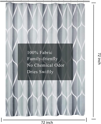 Fabric Shower Curtain Liner, Waterproof Hotel Quality, Bathroom Curtains Rust Resistant Grommets, 72 x 72 Machine Washable (Black) - Colors A