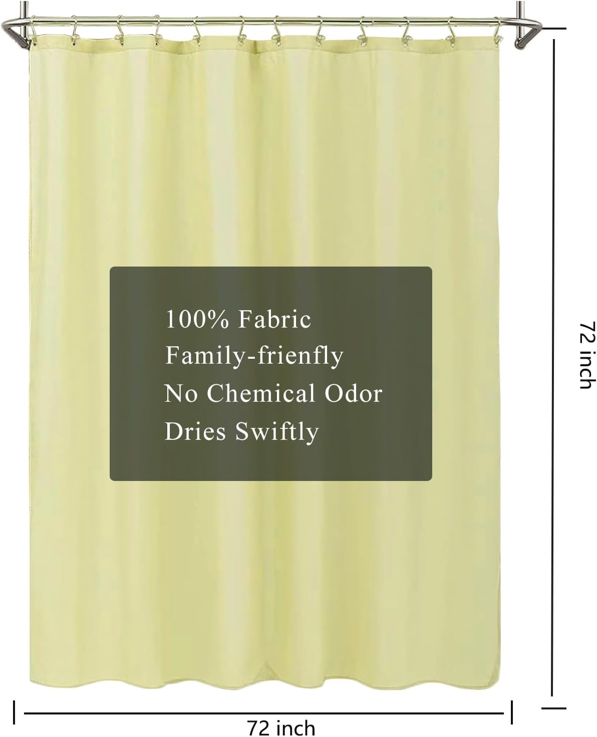Fabric Shower Curtain Liner, Waterproof Hotel Quality, Bathroom Curtains Rust Resistant Grommets, 72 x 72 Machine Washable (Black) - Colors A