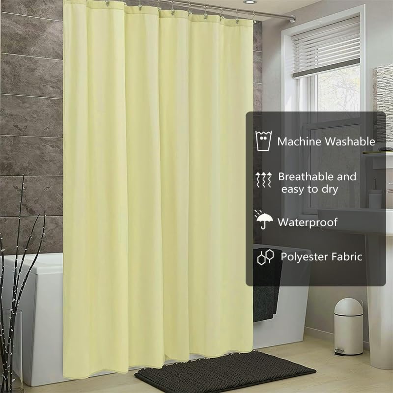 Fabric Shower Curtain Liner, Waterproof Hotel Quality, Bathroom Curtains Rust Resistant Grommets, 72 x 72 Machine Washable (Black) - Colors A