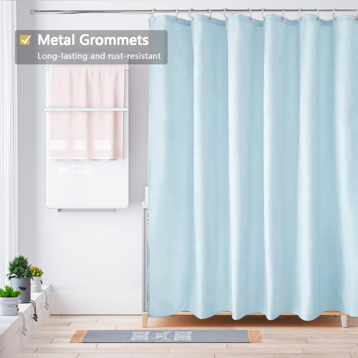 Fabric Shower Curtain Liner, Waterproof Hotel Quality, Bathroom Curtains Rust Resistant Grommets, 72 x 72 Machine Washable (Black) - Colors A