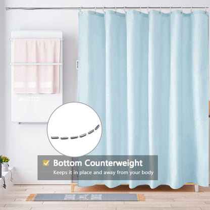 Fabric Shower Curtain Liner, Waterproof Hotel Quality, Bathroom Curtains Rust Resistant Grommets, 72 x 72 Machine Washable (Black) - Colors A
