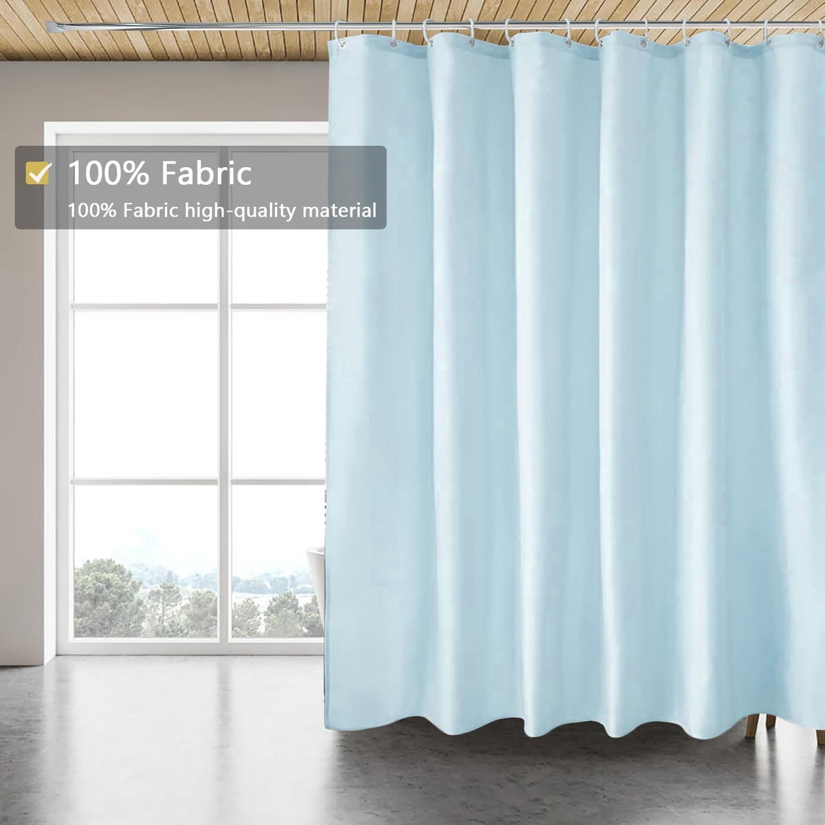 Fabric Shower Curtain Liner, Waterproof Hotel Quality, Bathroom Curtains Rust Resistant Grommets, 72 x 72 Machine Washable (Black) - Colors A