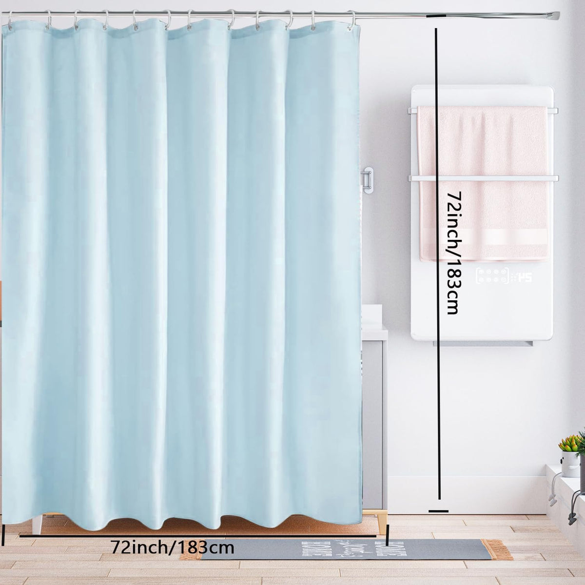 Fabric Shower Curtain Liner, Waterproof Hotel Quality, Bathroom Curtains Rust Resistant Grommets, 72 x 72 Machine Washable (Black) - Colors A