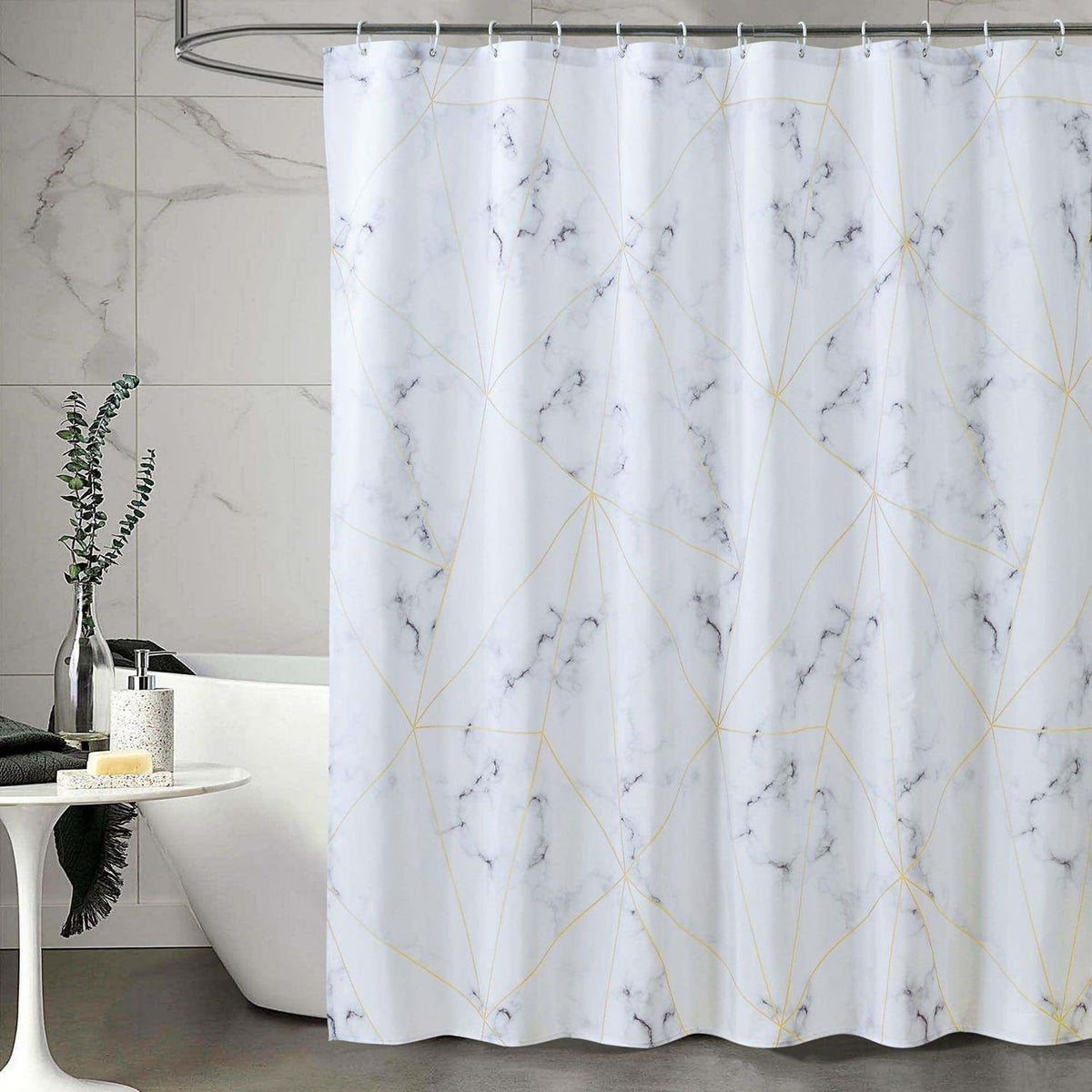 Fabric Shower Curtain Liner, Waterproof Hotel Quality, Bathroom Curtains Rust Resistant Grommets, 72 x 72 Machine Washable (Black) - Colors A