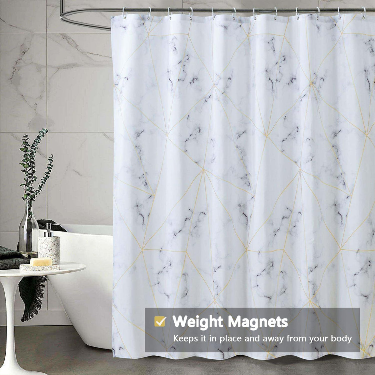 Fabric Shower Curtain Liner, Waterproof Hotel Quality, Bathroom Curtains Rust Resistant Grommets, 72 x 72 Machine Washable (Black) - Colors A