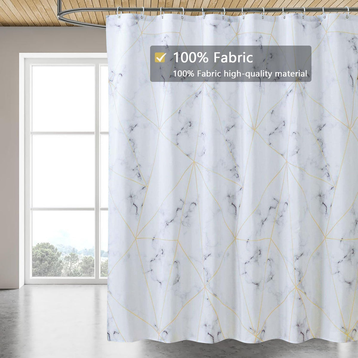 Fabric Shower Curtain Liner, Waterproof Hotel Quality, Bathroom Curtains Rust Resistant Grommets, 72 x 72 Machine Washable (Black) - Colors A