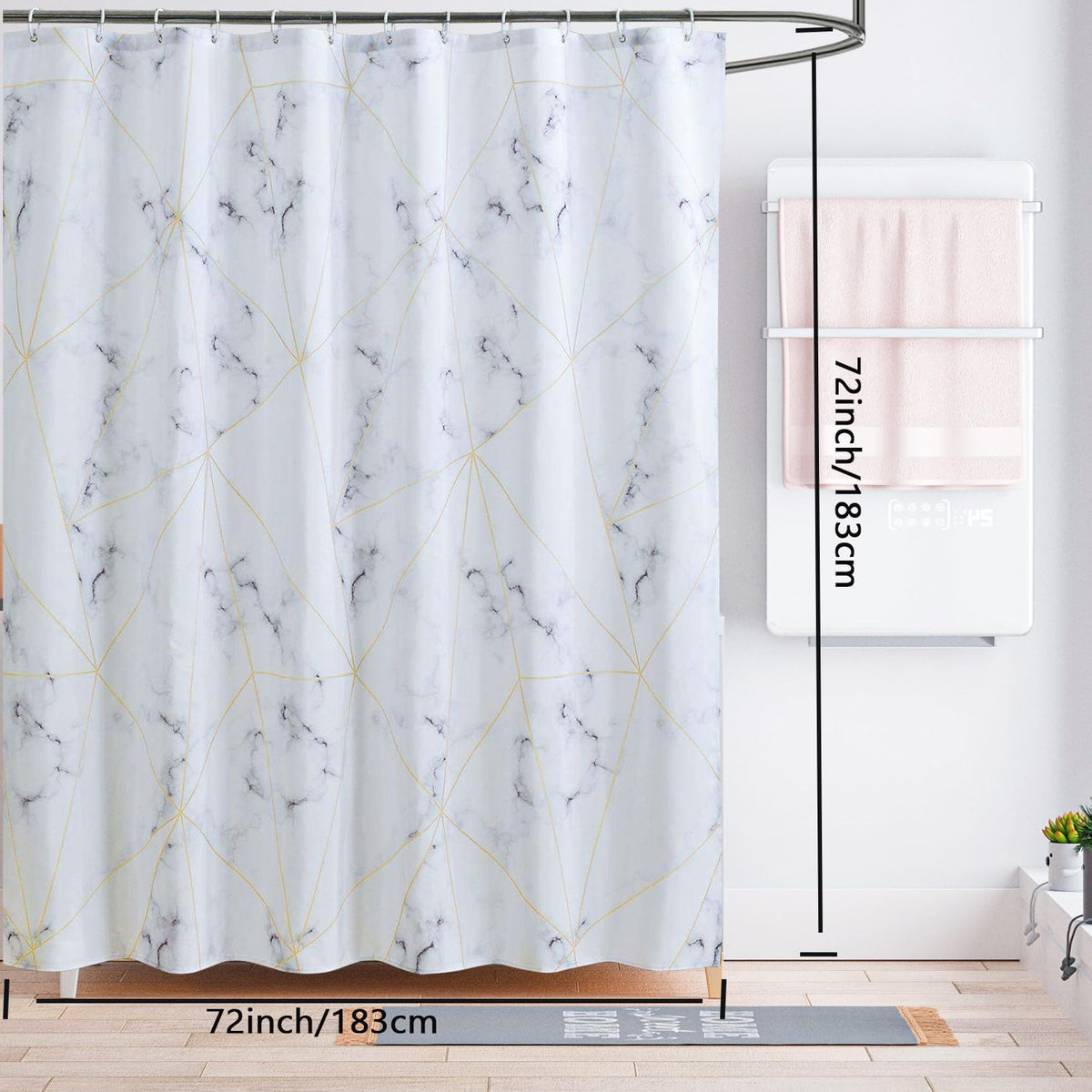 Fabric Shower Curtain Liner, Waterproof Hotel Quality, Bathroom Curtains Rust Resistant Grommets, 72 x 72 Machine Washable (Black) - Colors A