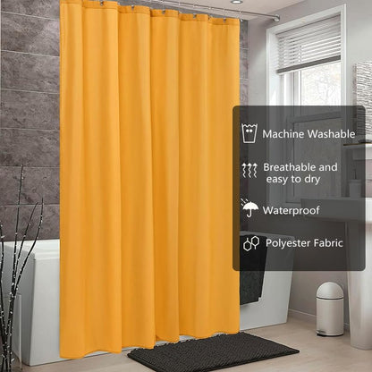 Fabric Shower Curtain Liner, Waterproof Hotel Quality, Bathroom Curtains Rust Resistant Grommets, 72 x 72 Machine Washable (Black) - Colors A