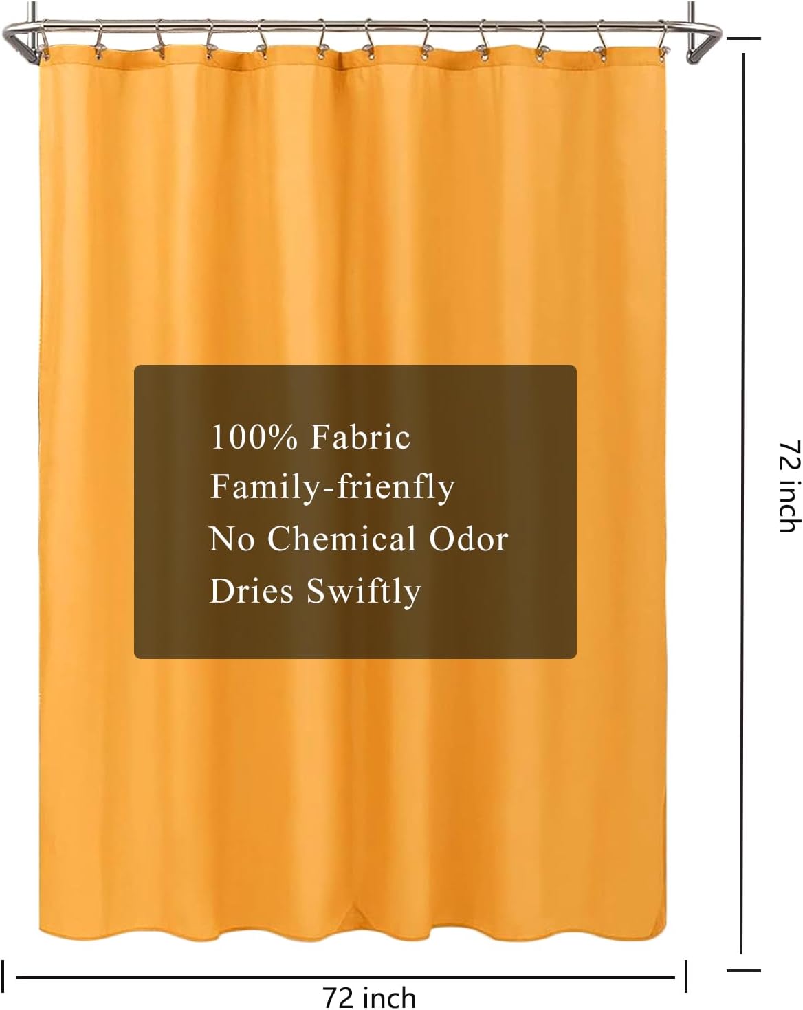 Fabric Shower Curtain Liner, Waterproof Hotel Quality, Bathroom Curtains Rust Resistant Grommets, 72 x 72 Machine Washable (Black) - Colors A