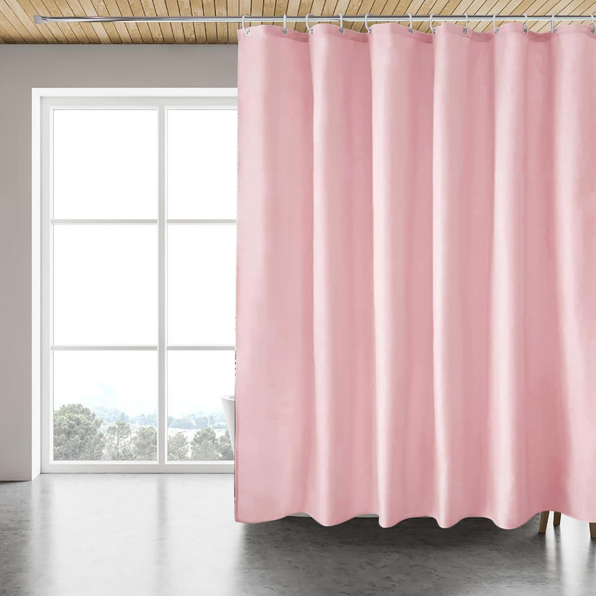 Fabric Shower Curtain Liner, Waterproof Hotel Quality, Bathroom Curtains Rust Resistant Grommets, 72 x 72 Machine Washable (Black) - Colors A