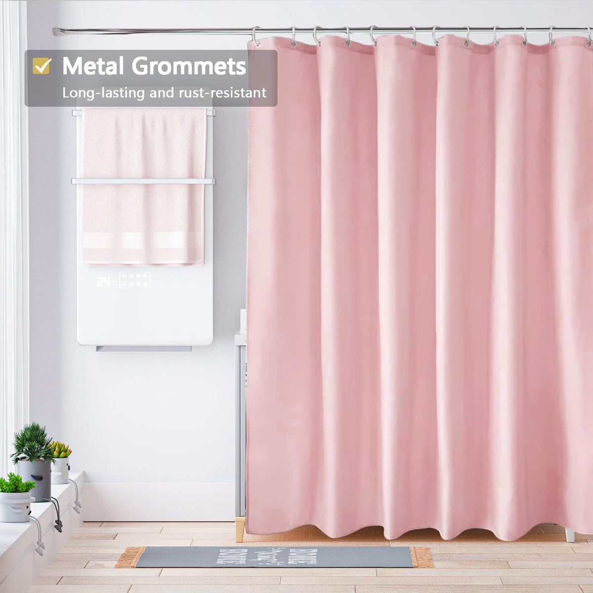 Fabric Shower Curtain Liner, Waterproof Hotel Quality, Bathroom Curtains Rust Resistant Grommets, 72 x 72 Machine Washable (Black) - Colors A