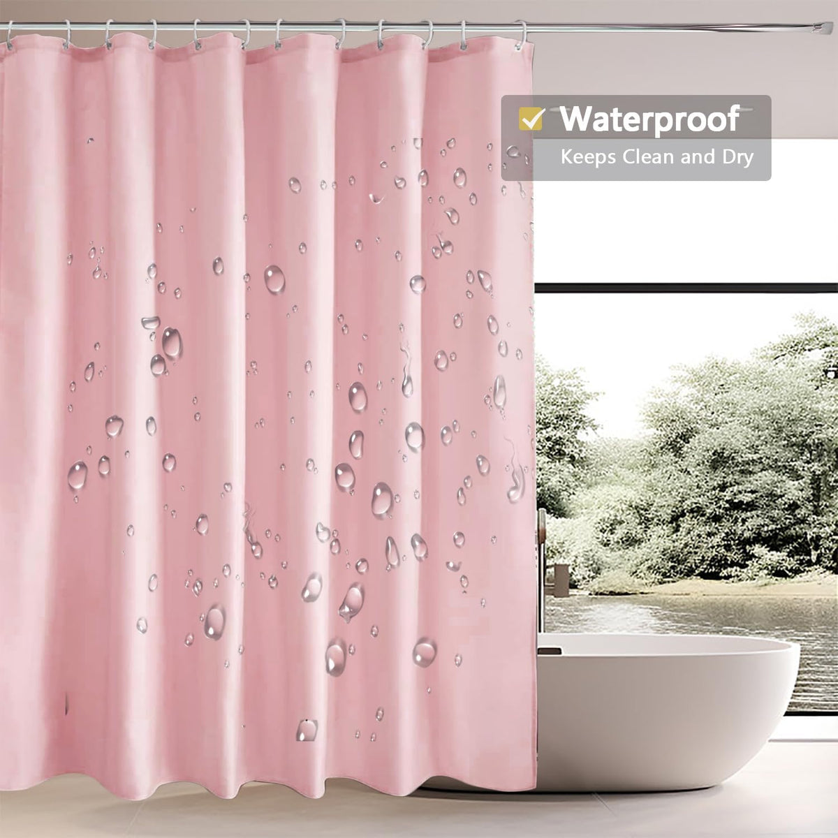 Fabric Shower Curtain Liner, Waterproof Hotel Quality, Bathroom Curtains Rust Resistant Grommets, 72 x 72 Machine Washable (Black) - Colors A