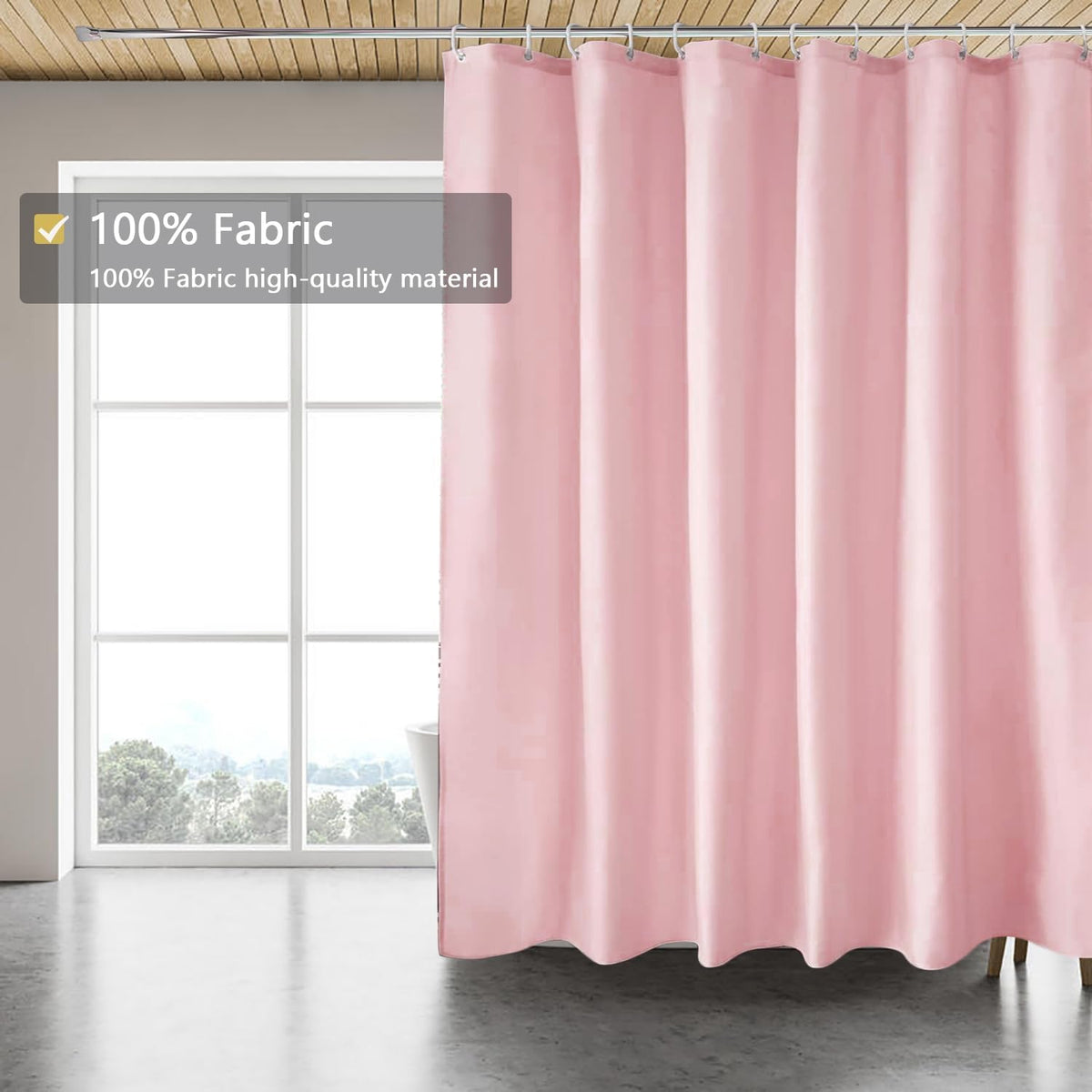 Fabric Shower Curtain Liner, Waterproof Hotel Quality, Bathroom Curtains Rust Resistant Grommets, 72 x 72 Machine Washable (Black) - Colors A