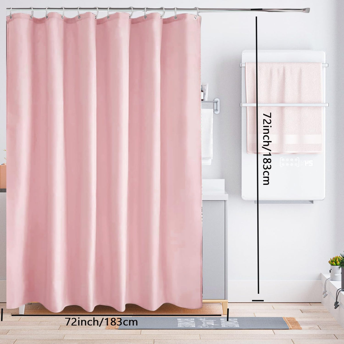 Fabric Shower Curtain Liner, Waterproof Hotel Quality, Bathroom Curtains Rust Resistant Grommets, 72 x 72 Machine Washable (Black) - Colors A