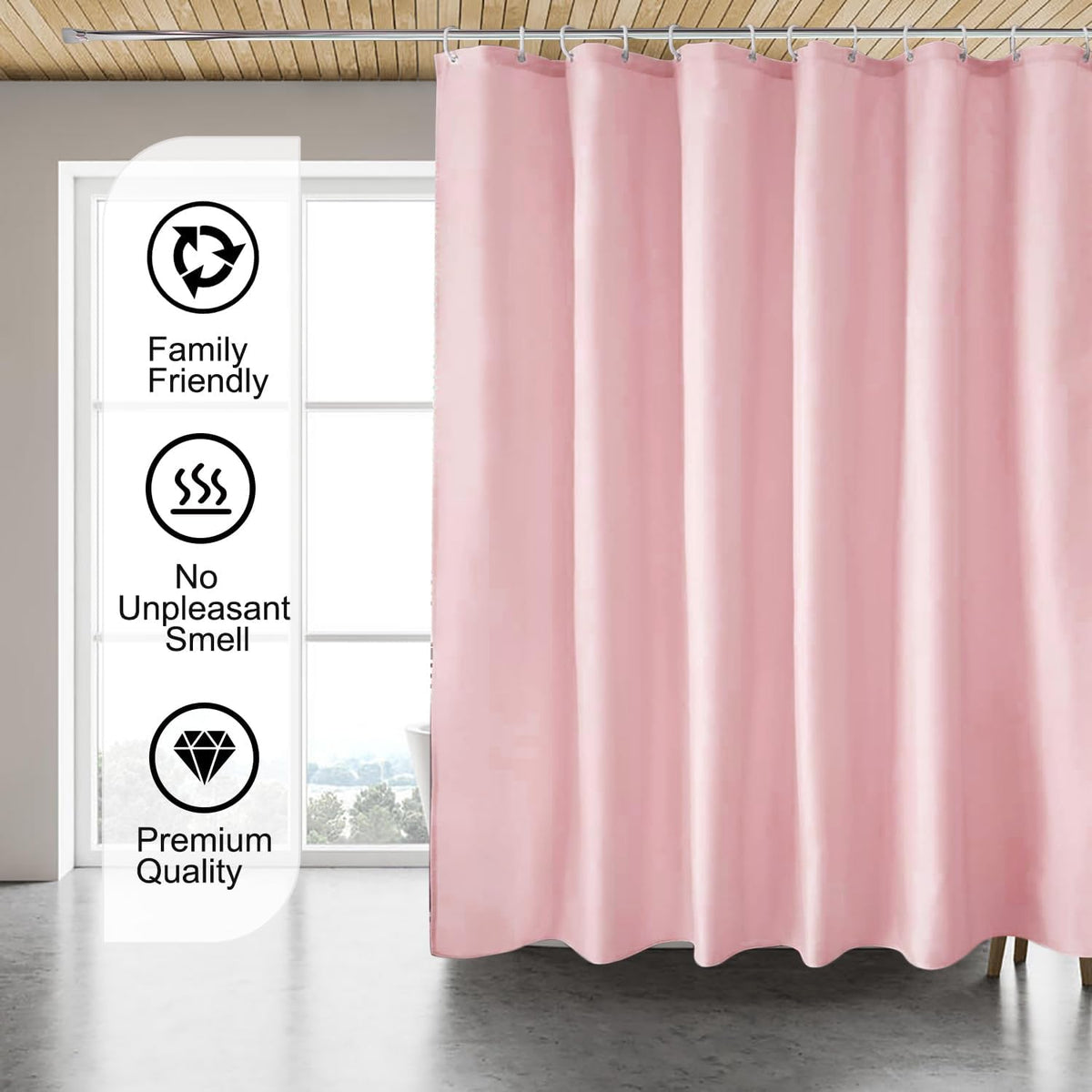 Fabric Shower Curtain Liner, Waterproof Hotel Quality, Bathroom Curtains Rust Resistant Grommets, 72 x 72 Machine Washable (Black) - Colors A
