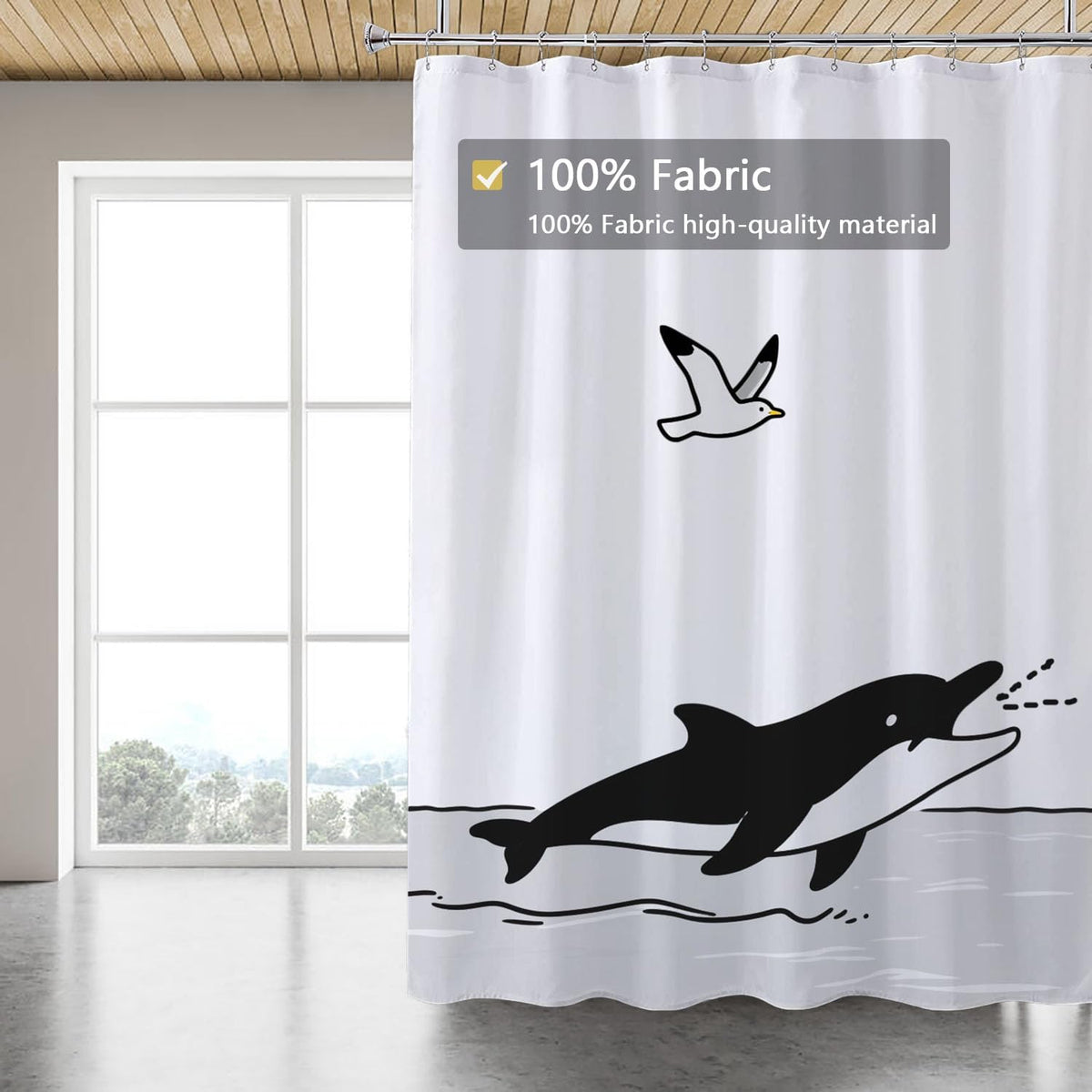 Fabric Shower Curtain Liner, Waterproof Hotel Quality, Bathroom Curtains Rust Resistant Grommets, 72 x 72 Machine Washable (Black) - Colors A