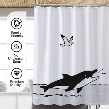 Fabric Shower Curtain Liner, Waterproof Hotel Quality, Bathroom Curtains Rust Resistant Grommets, 72 x 72 Machine Washable (Black) - Colors A