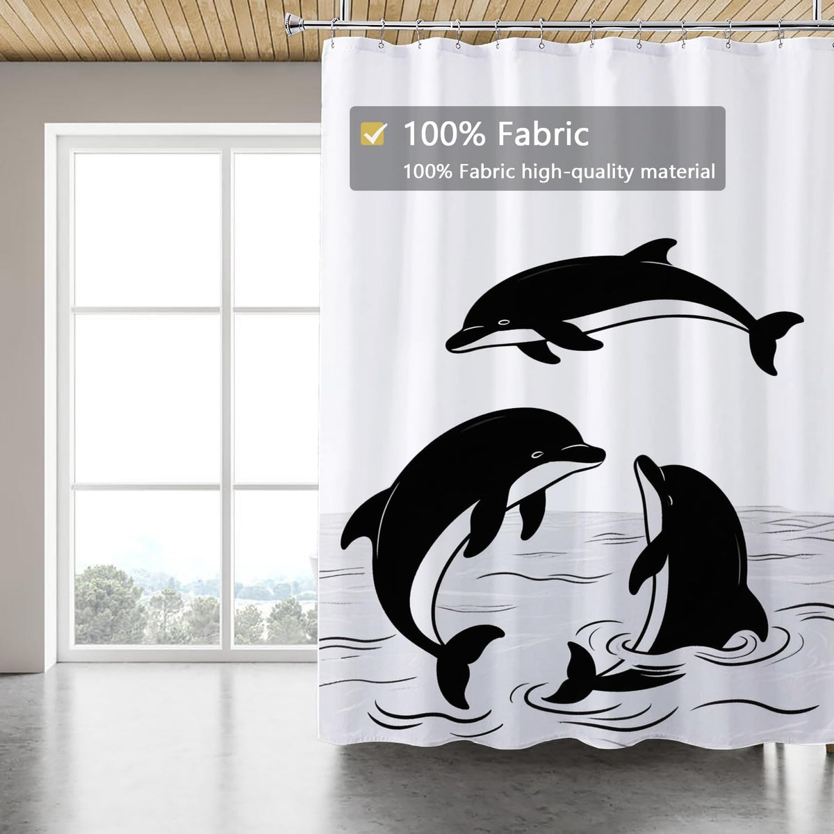 Fabric Shower Curtain Liner, Waterproof Hotel Quality, Bathroom Curtains Rust Resistant Grommets, 72 x 72 Machine Washable (Black) - Colors A