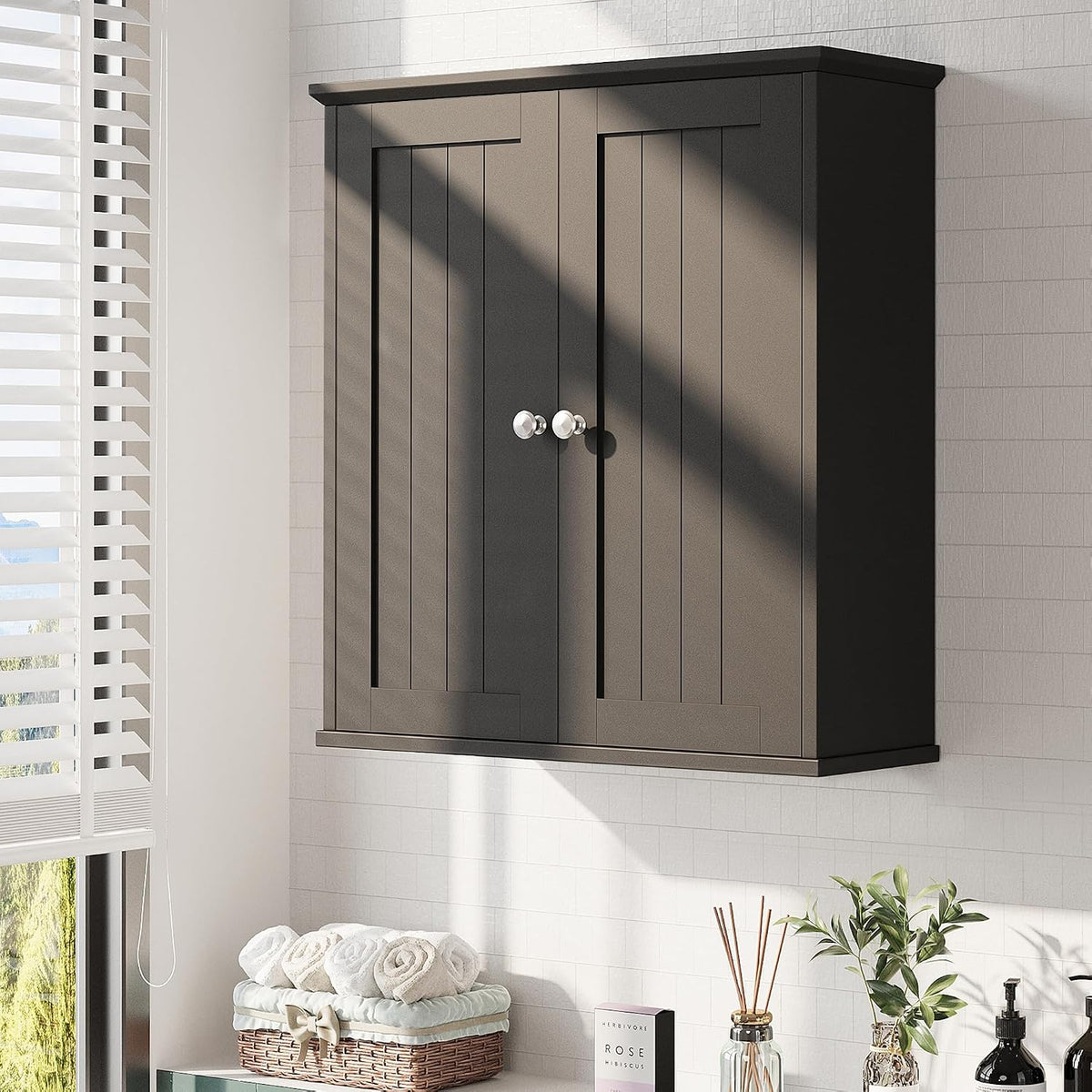 Bathroom Wall Cabinet, Bathroom Cabinet Wall Mount, Over the Toilet Space Saver Storage Cabinets, White Medicine Cabinets with 2 Doors