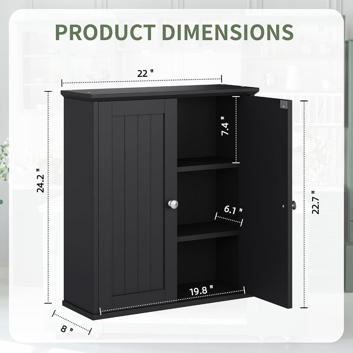 Bathroom Wall Cabinet, Bathroom Cabinet Wall Mount, Over the Toilet Space Saver Storage Cabinets, White Medicine Cabinets with 2 Doors