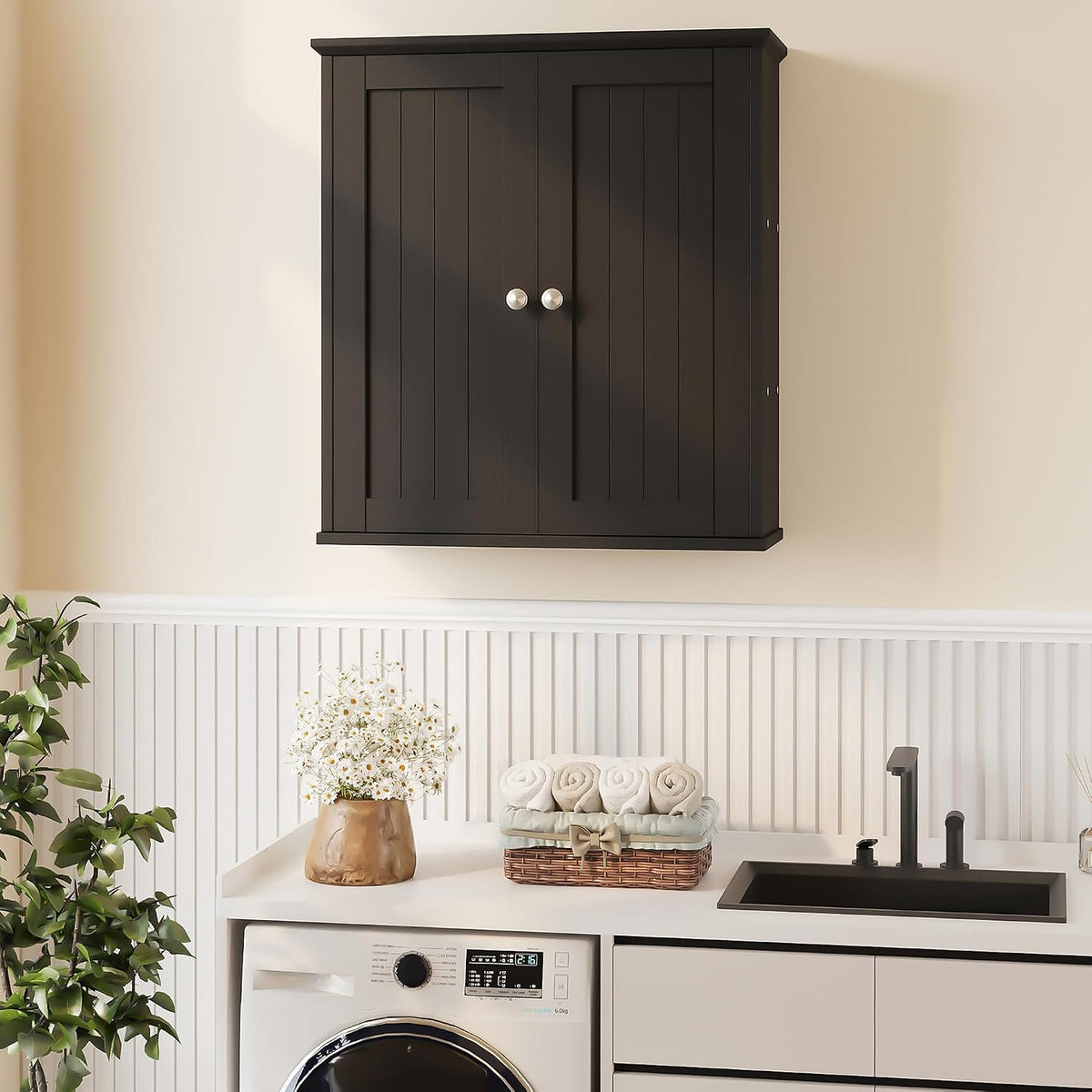 Bathroom Wall Cabinet, Bathroom Cabinet Wall Mount, Over the Toilet Space Saver Storage Cabinets, White Medicine Cabinets with 2 Doors