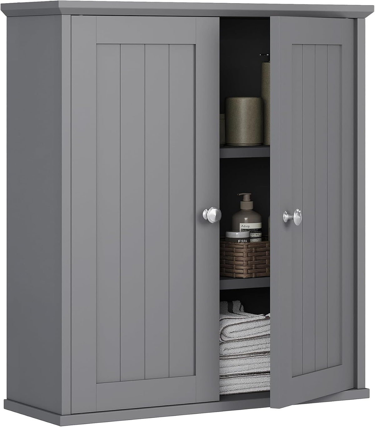 Bathroom Wall Cabinet, Bathroom Cabinet Wall Mount, Over the Toilet Space Saver Storage Cabinets, White Medicine Cabinets with 2 Doors