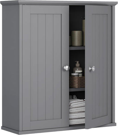 Bathroom Wall Cabinet, Bathroom Cabinet Wall Mount, Over the Toilet Space Saver Storage Cabinets, White Medicine Cabinets with 2 Doors