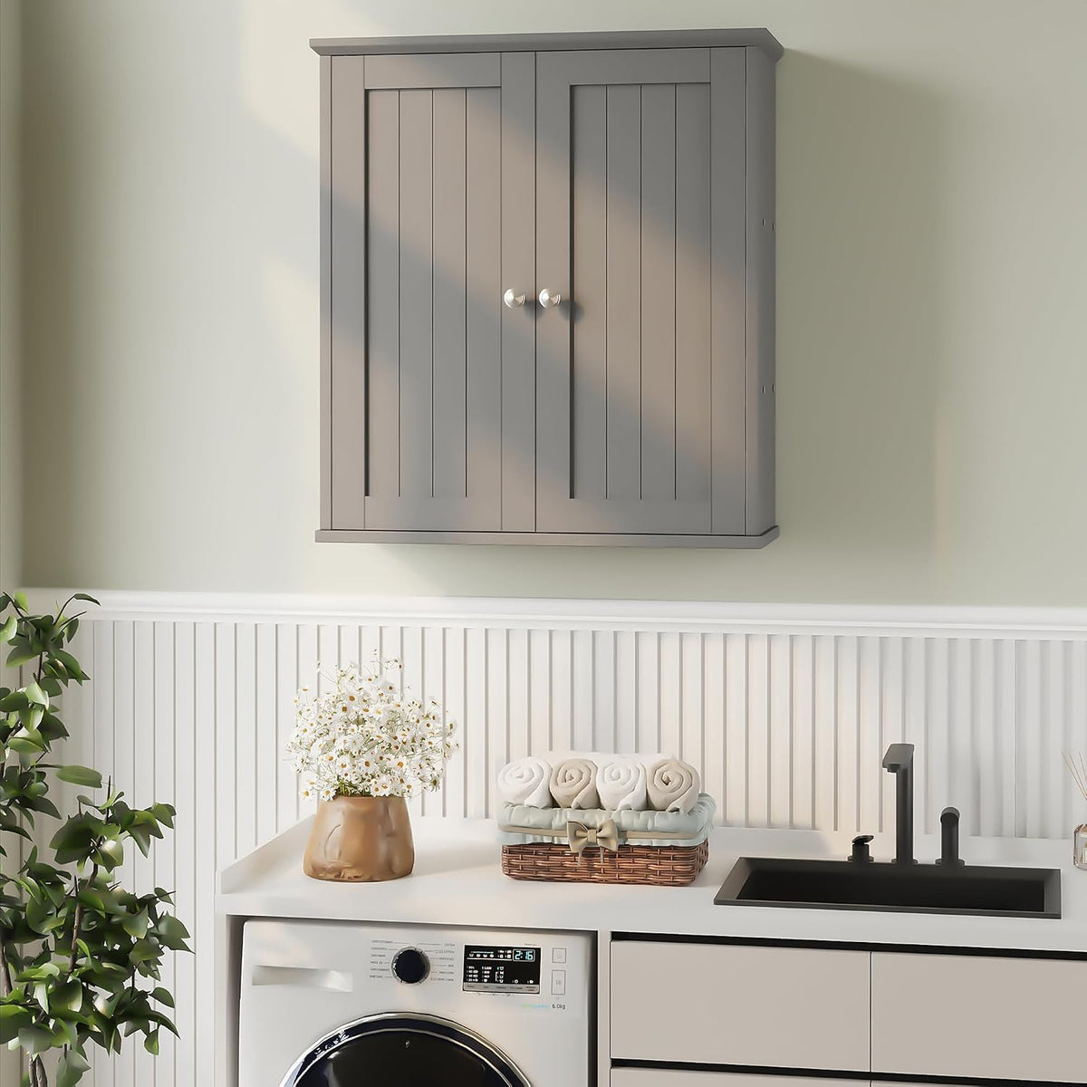 Bathroom Wall Cabinet, Bathroom Cabinet Wall Mount, Over the Toilet Space Saver Storage Cabinets, White Medicine Cabinets with 2 Doors