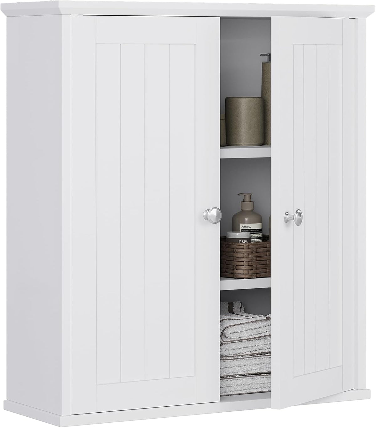 Bathroom Wall Cabinet, Bathroom Cabinet Wall Mount, Over the Toilet Space Saver Storage Cabinets, White Medicine Cabinets with 2 Doors